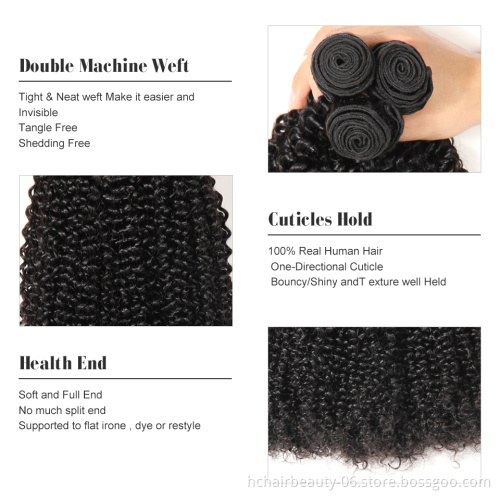 Wholesale Kinky Curly Bundles With Frontal Remy Human Hair Bundles With Closure Brazilian Hair Weave Bundles With Closure